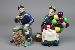 2 Royal Doulton figures - The Lobster Man HN2317 7" and The Old Balloon Seller HN1315 7" 