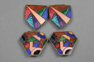 A pair of Art Deco enamelled buckles