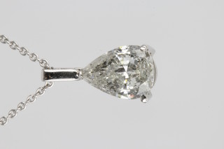 An 18ct white gold pear shaped diamond pendant, approx. 1.78ct 