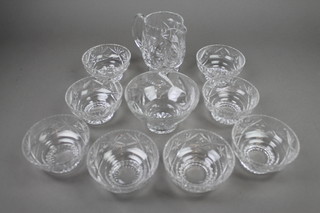 A cut glass jug, a ditto bowl and 4 Sunday bowls