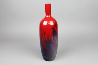 A modern Royal Doulton flambe veined oviform vase with narrow neck no. 1617, 13 1/2" 