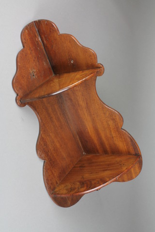 A 19th Century mahogany 2 shelf corner wall bracket 23"h x 11"d  