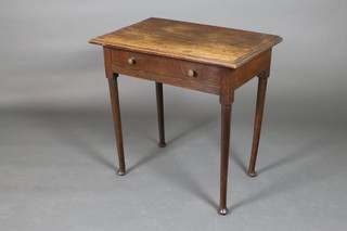 An 18th Century oak side table fitted a drawer, raised on club supports 29"h x 29 1/2"w x 19"d 