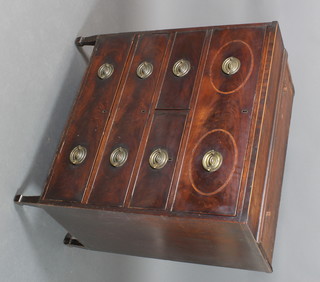 An inlaid Georgian mahogany secretaire chest base, the secretaire drawer fitted various drawers above 1 long, 2 short and 2 long drawers on square tapered feet 39"h x 36"w x 20"d 