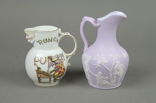 A modern Coalport punch jug 5", a Victorian 2 colour moulded jug with classical figures 6" 