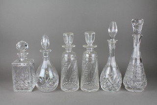 6 clear glass decanters