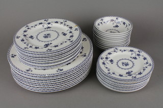 A Royal Doulton York Town pattern part dinner service comprising 10 fruit bowls, 10 small plates, 10 side plates and 10 dinner plates