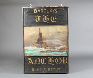 A reproduction double sided pub sign - Barclays, The Anchor Ales & Stout 41" x 27" 