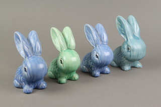 A Sylvac pale blue bunny 6" and 3 others