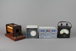 A transformer coil, an amperes meter and 2 speakers 