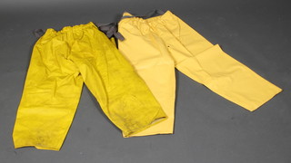 2 pairs of fireman's yellow waterproof trousers
