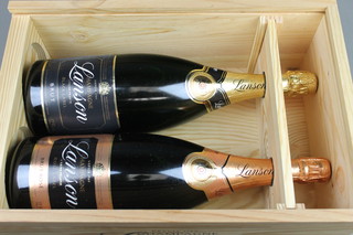 A magnum of Lanson Black Label champagne together with a magnum of Lanson Rose label champagne