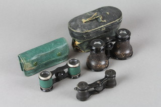 A pair of French opera glasses by Fisches of Paris, together with 2 other pairs of opera glasses