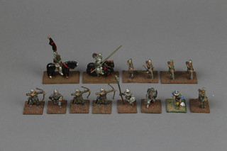 A collection of painted lead figures of medieval soldiers 