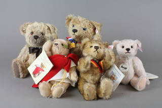 A Steiff British Open Championship bear 10", a Steiff 2002 Deutschland bear, a Steiff 2009 Event bear 7" and 2 other Steiff bears