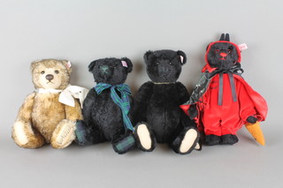 A Steiff limited edition Titanic bear - Pat, do. Little Devil, do. Musical Bear - The English teddy bear, a black Steiff musical bear, all contained in a drawstring cloth bags