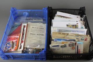A black plastic tray containing various first day covers, etc 