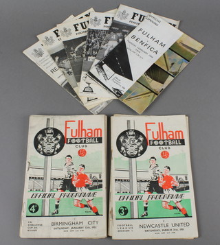 A plastic sleeve of various Fulham 1950's/60's football programmes 