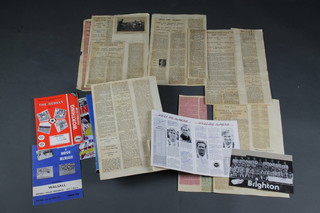 A collection of Brighton & Hove Albion FC football memorabilia including Seagulls The Story of BHA, Albion A-Z, programmes, autographs and 1930's newspaper match reports   