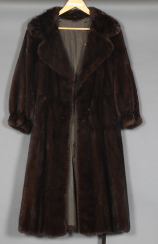 A lady's brown full length mink fur coat 