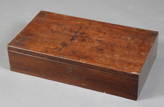 A Victorian mahogany artists box with fitted compartments and rectangular metal tray 5"h x 22"w x 12 1/2"d  