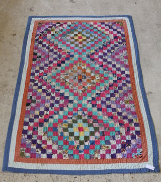 A contemporary patchwork bed cover 83" x 49 1/2" 
