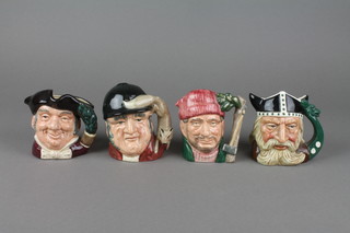 4 Royal Doulton character jugs - The Lumberjack D6613 3 1/2", Viking D6502 3 1/2", Gone Away D6538 3 1/2" and Mein Host D6470 3 1/2" 