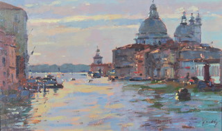 Bruce Yardi, oil painting, a contemporary study of the Grand Canal, signed, 12" x 20" 