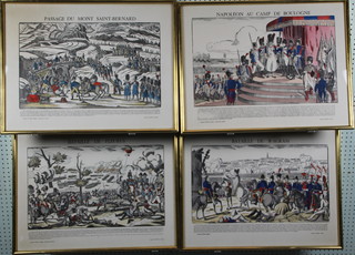 Pellerin d'Epinal.  A set of 4 woodblock prints, Napoleonic battle scene studies, re-strikes 18 1/2" x 24 1/2" 