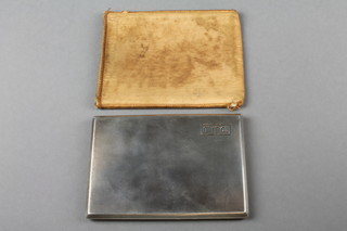 A silver engine turned cigarette case with patent sliding lock, Birmingham 1954, 32 grams