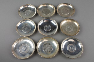 9 Sterling silver coin set dishes