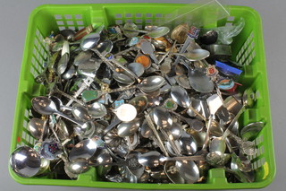 A large quantity of silver plated souvenir spoons