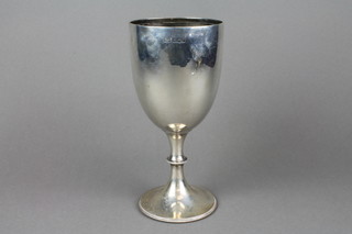 A silver trophy cup with beaded decoration and splayed foot, Sheffield 1923, approx. 365 grams