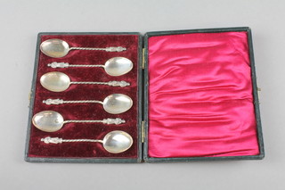 A set of 6 silver apostle coffee spoons, Birmingham 1902