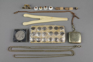 A gold plated Albert and minor costume jewellery