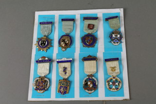 8 silver Masonic enamelled Festival jewels
