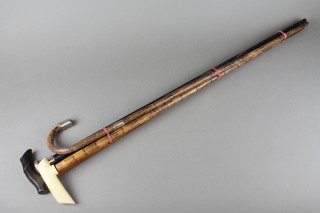 3 silver mounted walking sticks and a ditto ivory handled cane 