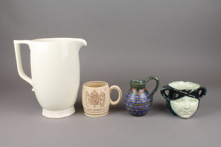An Art Deco Grays Pottery 1937 commemorative mug, a Libertys moulded jug and 2 other items