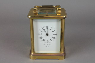 Charles Frodsham, a 20th Century striking carriage clock with 4" enamelled dial, striking on bell 