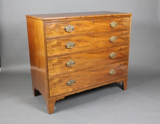 A Georgian mahogany chest of 4 long graduated drawers with brass swan neck drop handles, raised on bracket feet, the upper section with fitted interior, raised on bracket feet 40"h x 45"w x 21"d 