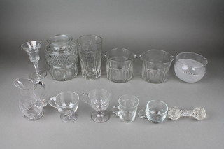 2 Victorian glass custard cups, minor cut and other glassware 