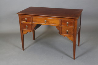 A 19th Century rectangular mahogany dressing table fitted 1 long and 4 short drawers, raised on square tapering supports 28 1/2"h x 40"w x 20"d 