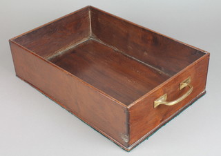 A rectangular mahogany book carrier with 2 glass handles 4 1/2"h x 15 1/2"w x 10"