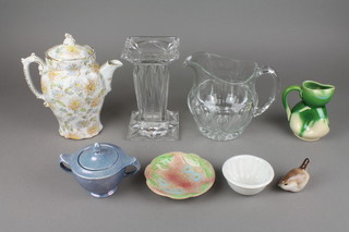 An Ault Pottery pinched neck jug and minor china and glassware 
