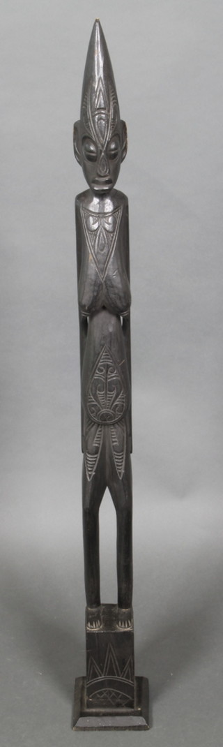 An African carved wooden figure of a standing female 40"  