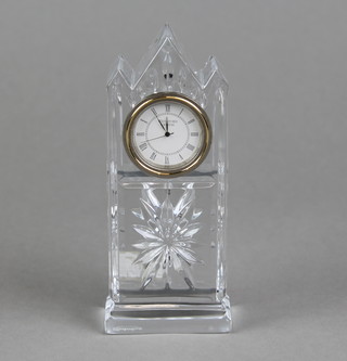 A Waterford Crystal table timepiece in the form of a longcase clock 5 1/2" 