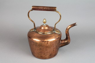 A Victorian copper kettle with inscription, dated 1883, 10" 