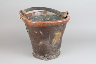 A leather cavalry feed bucket 10"  