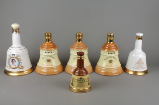 Approximately 368cl of Bells Whisky contained in 6 Wade decanters 