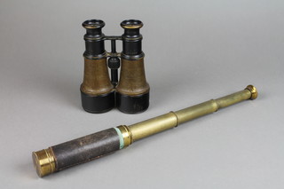 A military brass 3 drawer pocket telescope together with a pair of War Office issue Hezzanith binoculars marked S.3 46889 